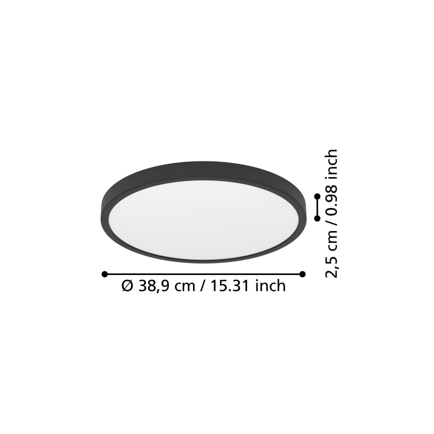 Eglo - LED Stropní svítidlo LED/17W/230V 2700/4000/6500K pr. 38,9 cm černá