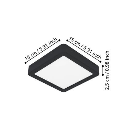 Eglo - LED Stropní svítidlo LED/7W/230V 2700/4000/6500K 15x15cm černá