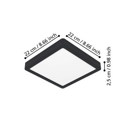 Eglo - LED Stropní svítidlo LED/10,5W/230V 2700/4000/6500K 22x22cm černá