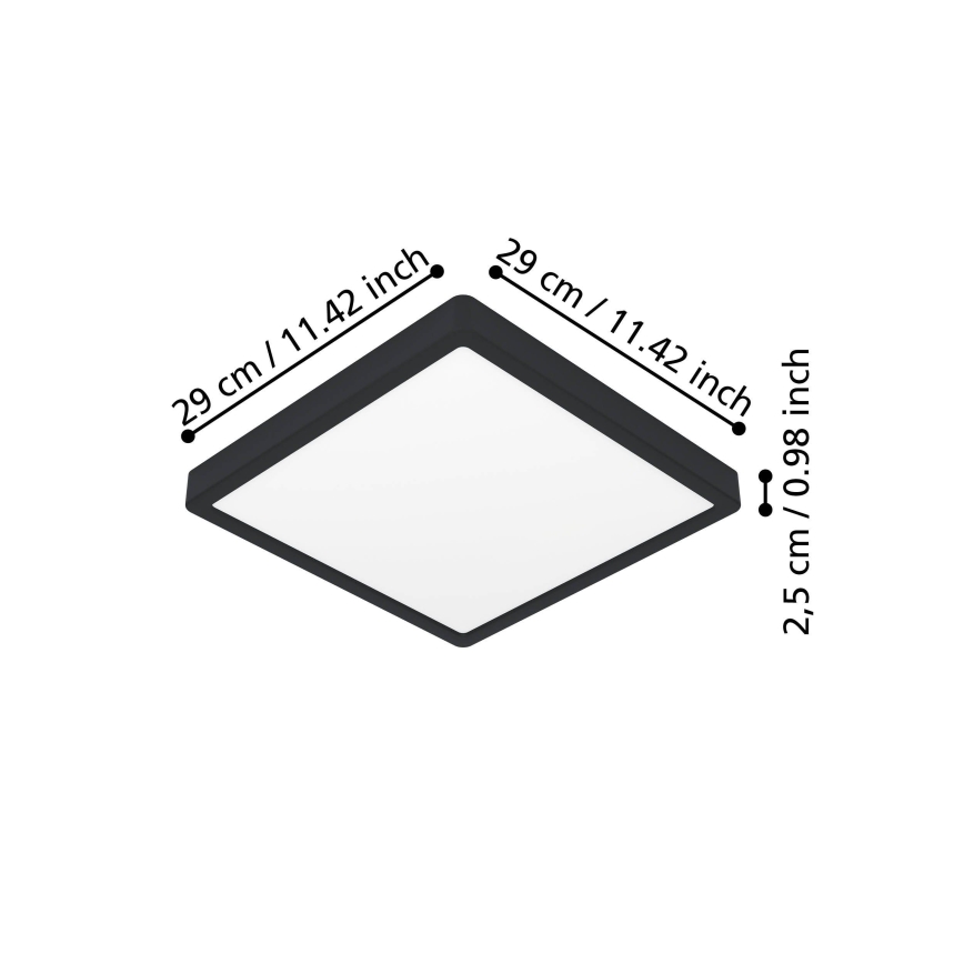 Eglo - LED Stropní svítidlo LED/13W/230V 2700/4000/6500K 29x29cm černá