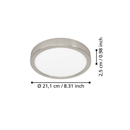 Eglo - LED Stropní svítidlo LED/11,5W/230V 2700/4000/6500K pr. 21,1 cm matný chrom