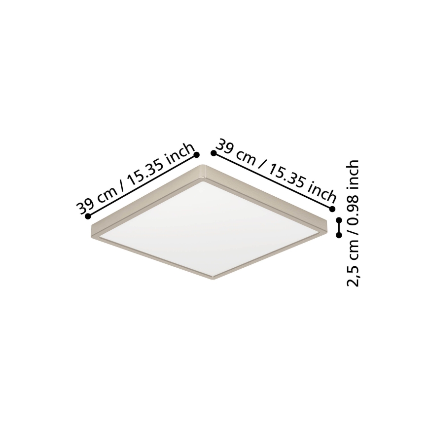 Eglo - LED Stropní svítidlo LED/17,5W/230V 2700/4000/6500K 39x39 cm matný chrom