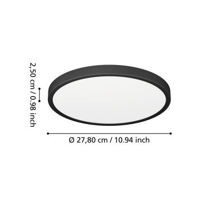 Eglo - LED Koupelnové stropní svítidlo LED/14,2W/230V 2700/4000/6500K pr. 27,8 cm IP44 černá