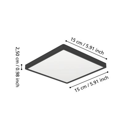 Eglo - LED Koupelnové stropní svítidlo LED/7W/230V 15x15 cm IP44 černá