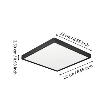 Eglo - LED Koupelnové stropní svítidlo LED/10,5W/230V 22x22 cm IP44 černá