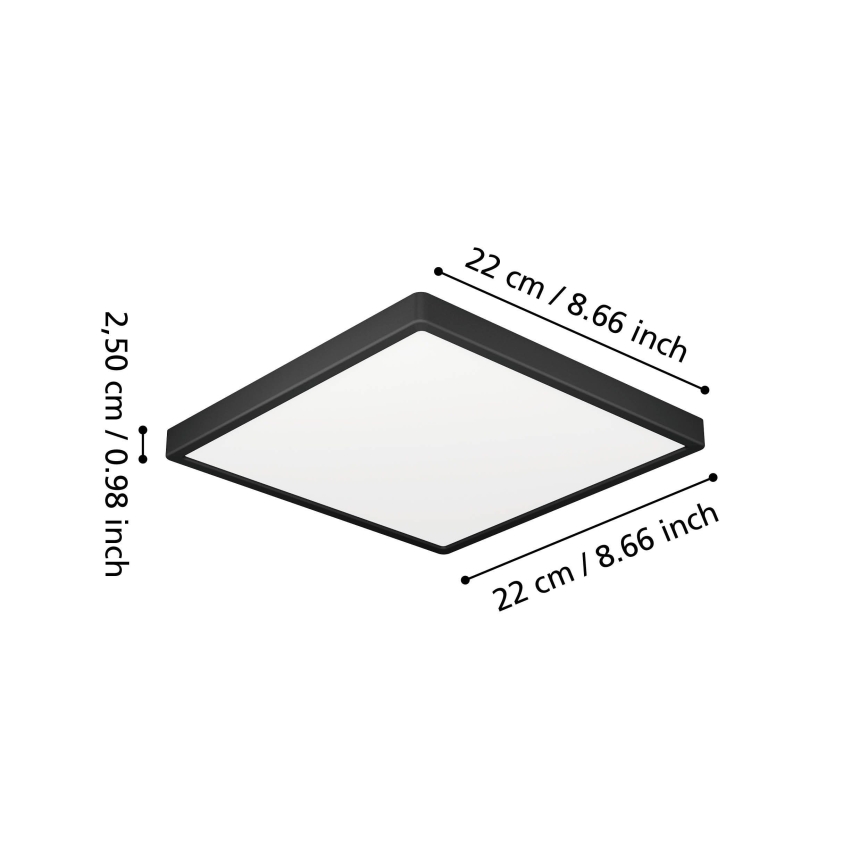 Eglo - LED Koupelnové stropní svítidlo LED/10,5W/230V 22x22 cm IP44 černá