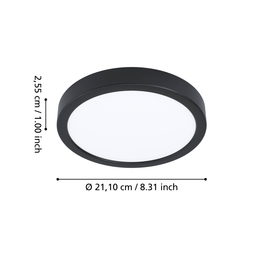 Eglo - LED RGBW Stmívatelné koupelnové stropní svítidlo LED/11,2W/230V 2700-6500K pr. 21,1cm IP44 černá