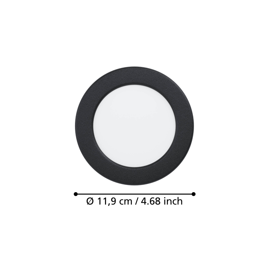 Eglo - LED Podhledové svítidlo LED/6,3W/230V 2700/4000/6500K pr. 11,9 cm černá