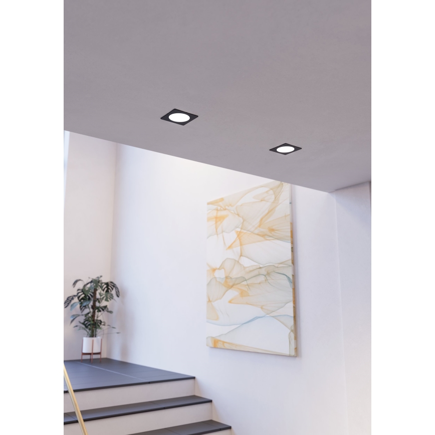 Eglo - LED Podhledové svítidlo LED/6,3W/230V 2700/4000/6500K 11,9x11,9 cm černá
