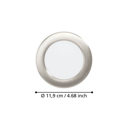 Eglo - LED Podhledové svítidlo LED/6,3W/230V 2700/4000/6500K pr. 11,9 cm matný chrom