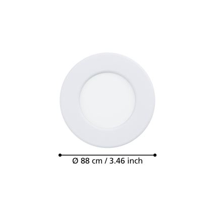Eglo - LED Koupelnové podhledové svítidlo LED/3,7W/230V 2700/4000/6500K pr. 8,8 cm IP44 bílá