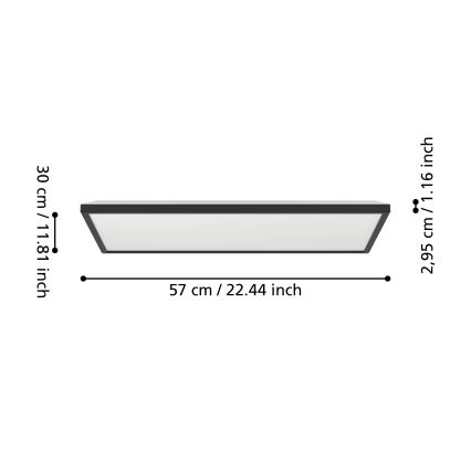 Eglo - LED Koupelnové stropní svítidlo LED/17,2W/230V 2700/4000/6500K 30x57 cm IP44 černá