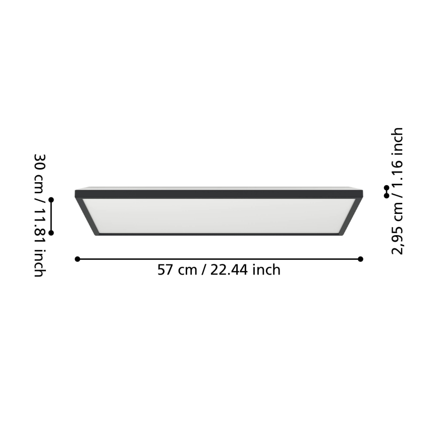 Eglo - LED Koupelnové stropní svítidlo LED/17,2W/230V 2700/4000/6500K 30x57 cm IP44 černá