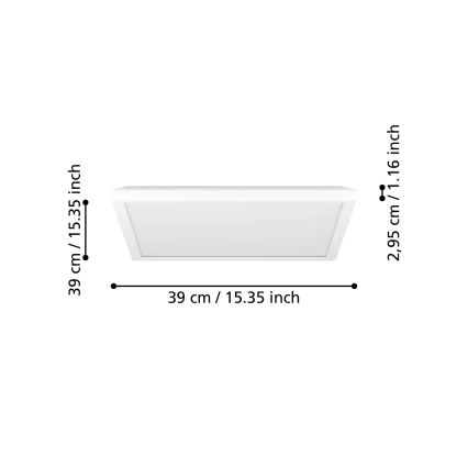 Eglo - LED Koupelnové stropní svítidlo LED/17,6W/230V 2700K/4000K/6500K 39x39 cm IP44 bílá