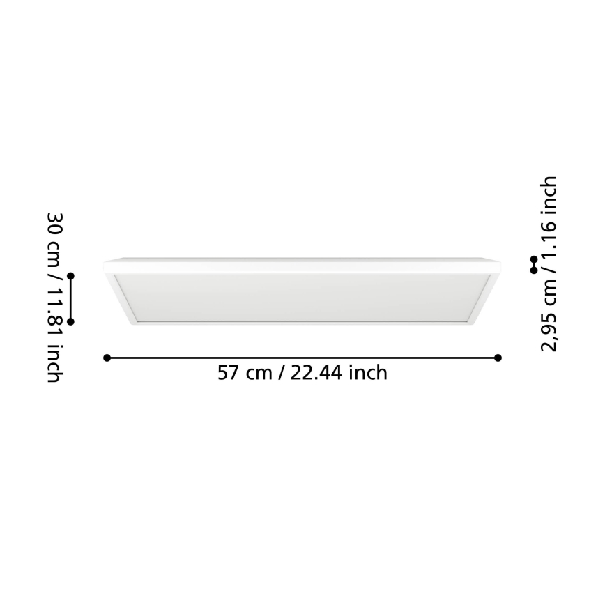 Eglo - LED Koupelnové stropní svítidlo LED/17,2W/230V 2700/4000/6500K 30x57 cm IP44 bílá