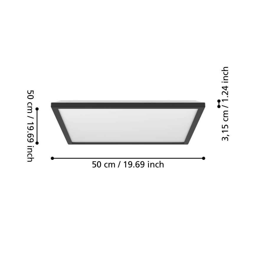 Eglo 901457 - LED Stmívatelné koupelnové stropní svítidlo LED/17W/230V 2700-6500K 50x50 cm IP44 černá + dálkové ovládání