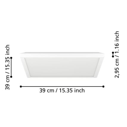 Eglo - LED Stmívatelné koupelnové stropní svítidlo LED/17,6W/230V 2700-6500K 39x39 cm IP44 bílá + dálkové ovládání