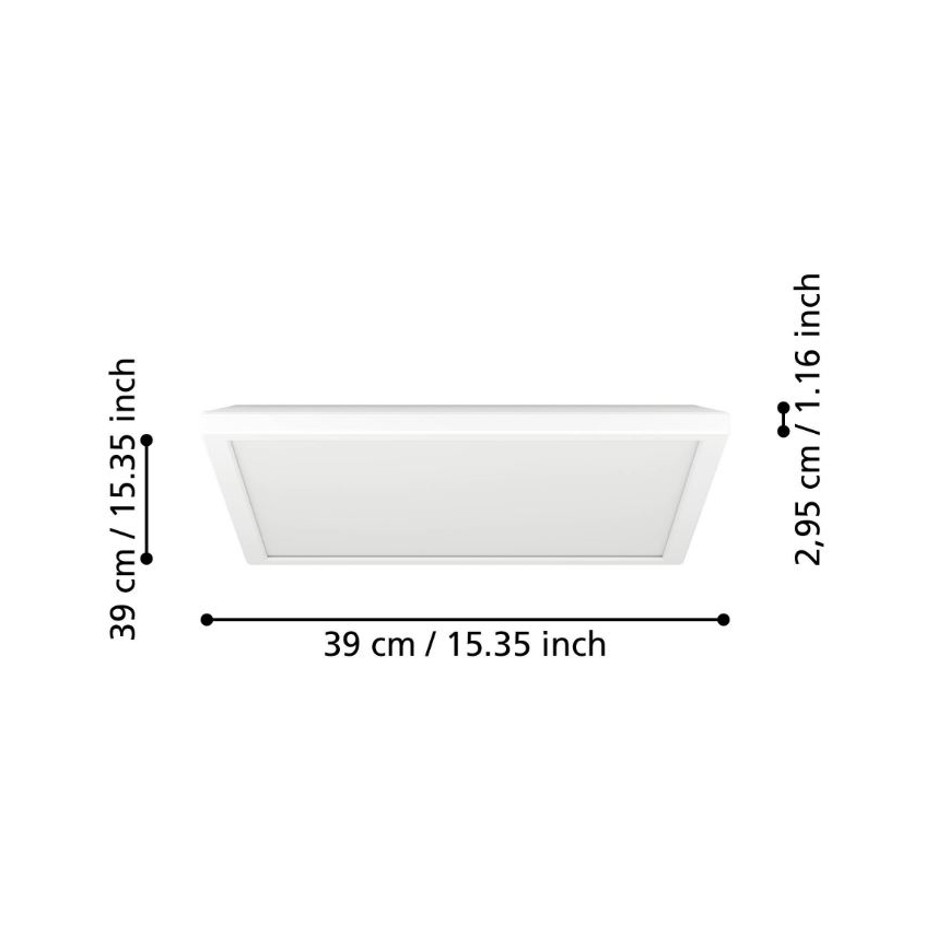Eglo - LED Stmívatelné koupelnové stropní svítidlo LED/17,6W/230V 2700-6500K 39x39 cm IP44 bílá + dálkové ovládání