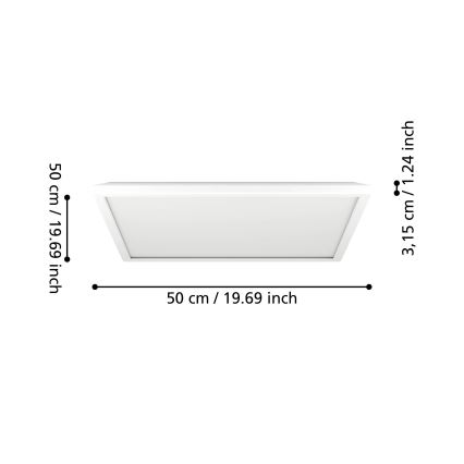 Eglo - LED Stmívatelné koupelnové stropní svítidlo LED/17W/230V 2700-6500K 50x50 cm IP44 bílá + dálkové ovládání
