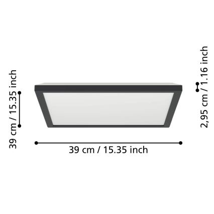 Eglo - LED RGBW Stmívatelné koupelnové stropní svítidlo LED/17,6W/230V 2700-6500K 39x39 cm IP44 černá ZigBee