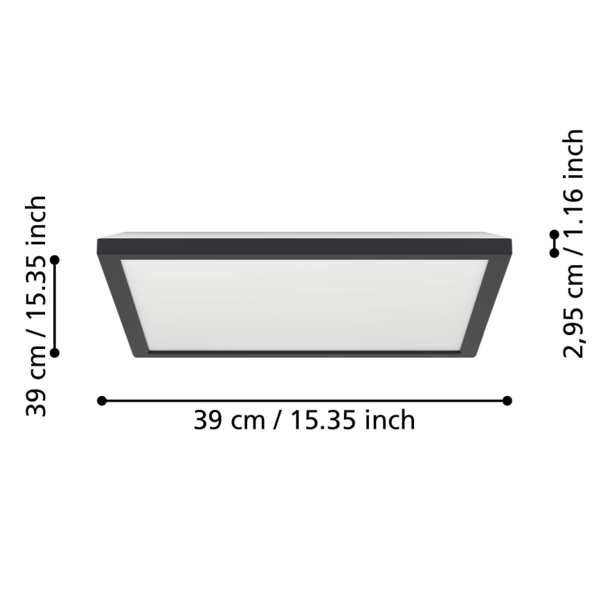 Eglo - LED RGBW Stmívatelné koupelnové stropní svítidlo LED/17,6W/230V 2700-6500K 39x39 cm IP44 černá ZigBee