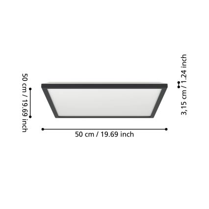 Eglo - LED RGBW Stmívatelné koupelnové stropní svítidlo LED/17W/230V 2700-6500K 50x50cm IP44 černá ZigBee
