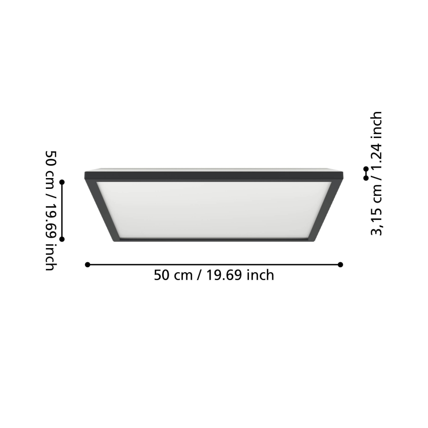Eglo - LED RGBW Stmívatelné koupelnové stropní svítidlo LED/17W/230V 2700-6500K 50x50cm IP44 černá ZigBee