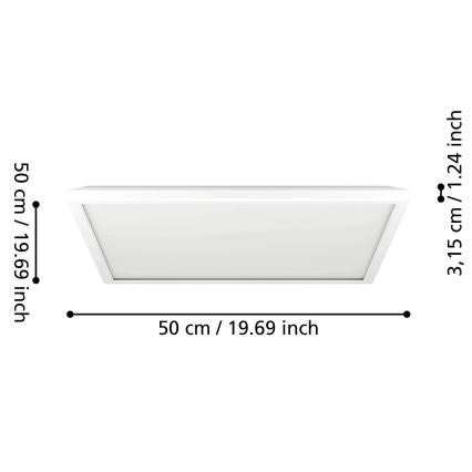 Eglo - LED RGBW Stmívatelné koupelnové stropní svítidlo LED/17W/230V 2700-6500K 50x50 cm IP44 bílá ZigBee