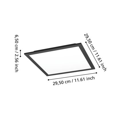Eglo - LED RGBW Stmívatelné stropní svítidlo LED/14W/230V 2700-6500K 30x30 cm černá