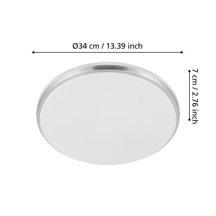 Eglo - LED Koupelnové stropní svítidlo LED/18W/230V 3000/4000/6500K IP54 matný chrom