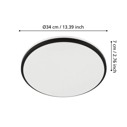Eglo - LED Koupelnové stropní svítidlo LED/18W/230V 3000/4000/6500K IP54 černá