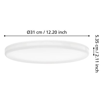 Eglo - LED Koupelnové stropní svítidlo se senzorem pohybu LED/20W/230V 2700/4000/6500K pr. 31 cm IP54 bílá