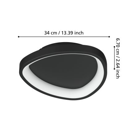 Eglo - LED Stmívatelné stropní svítidlo LED/12W/230V 2700-6500K černá + dálkové ovládání