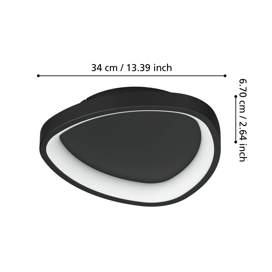 Eglo - LED Stmívatelné stropní svítidlo LED/12W/230V 2700-6500K černá + dálkové ovládání