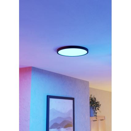Eglo - LED RGBW Stmívatelné koupelnové stropní svítidlo LED/17,5W/230V 2700-6500K pr. 39,9 cm IP44 černá
