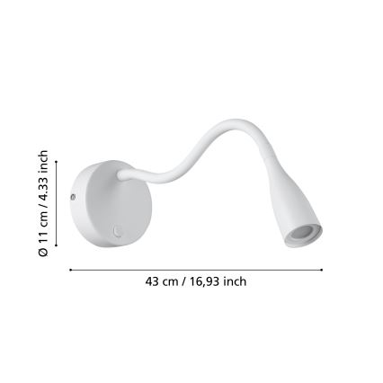 Eglo - LED Flexibilní nástěnná lampa LED/3,8W/230V bílá
