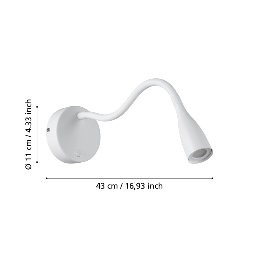 Eglo - LED Flexibilní nástěnná lampa LED/3,8W/230V bílá