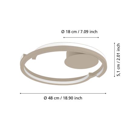 Eglo - LED Stmívatelné stropní svítidlo 2xLED/20W/230V 2700-6500K pr. 48 cm béžová + dálkové ovládání