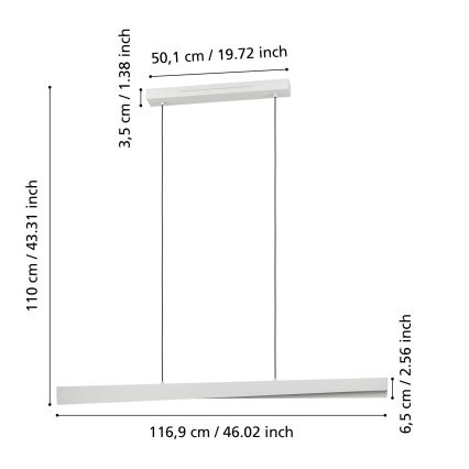 Eglo - LED RGBW Stmívatelný lustr na lanku LED/19W/230V 2700-6500K šedá