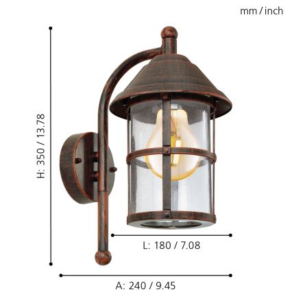 EGLO - Venkovní nástěnné svítidlo 1xE27/60W/230V