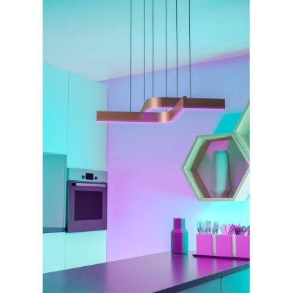 Eglo - LED RGBW Stmívatelný lustr na lanku 2xLED/18W/230V měděná/černá