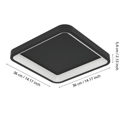 Eglo - LED RGBW Stmívatelné stropní svítidlo LED/20W/230V 2700-6500K 35x35 cm černá