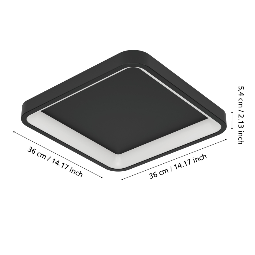 Eglo - LED RGBW Stmívatelné stropní svítidlo LED/20W/230V 2700-6500K 35x35 cm černá