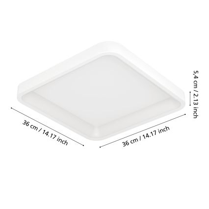Eglo - LED RGBW Stmívatelné stropní svítidlo LED/20W/230V 2700-6500K 35x35 cm bílá