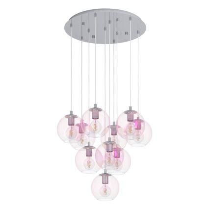 Eglo - Lustr na lanku 10xE27/60W/230V lesklý chrom/čirá