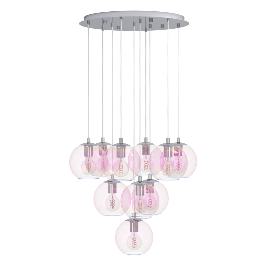 Eglo - Lustr na lanku 10xE27/60W/230V lesklý chrom/čirá