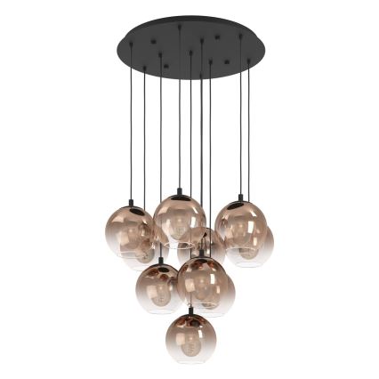 Eglo - Lustr na lanku 10xE27/60W/230V černá/béžová/kouřová