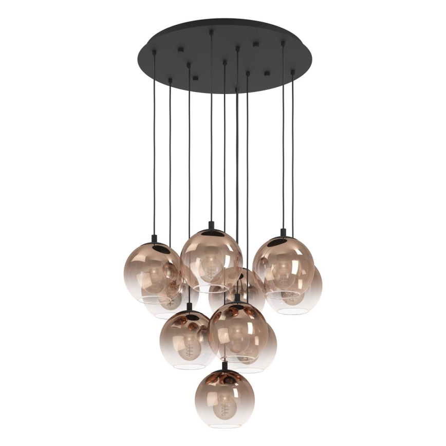 Eglo - Lustr na lanku 10xE27/60W/230V černá/béžová/kouřová