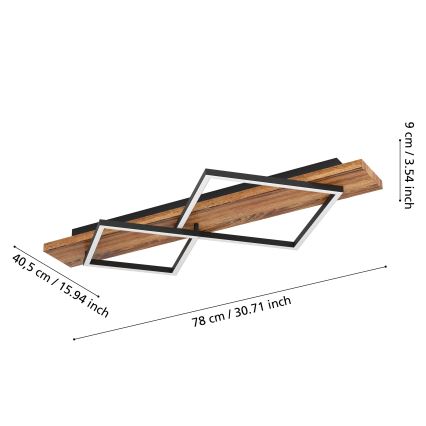 Eglo - LED Stropní svítidlo LED/13W/230V + LED/15W černá/hnědá