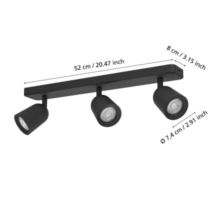 Eglo - Bodové svítidlo 3xGU10/10W/230V černá